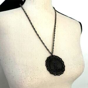 Vintage Bicentennial Liberty Bell Pendant Necklace Antique Silver Commemorative